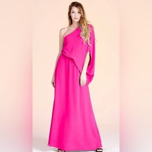 Pink fuchsia Slouchy One Shoulder Maxi Dress‎ size small brand new